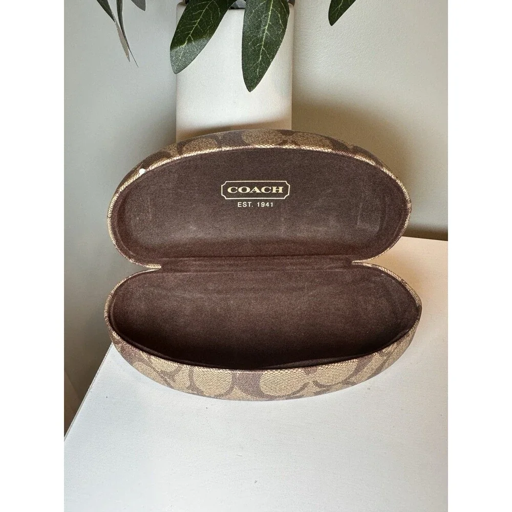 Coach Signature C Hard Shell Eyeglasses Sunglasses Case Brown Tan Logo